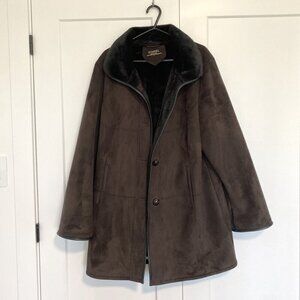 Novelti‎ Faux Suede with Fox Fur Trim Winter Coat Plus Size 1X